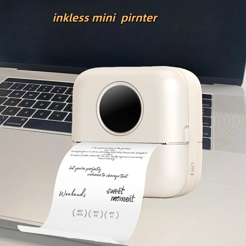 Mini Portable Printer, HD Inkless Label Printing, 203dpi High Resolution for Photos, Text, Labels, To-Do Lists, Sticky Notes
