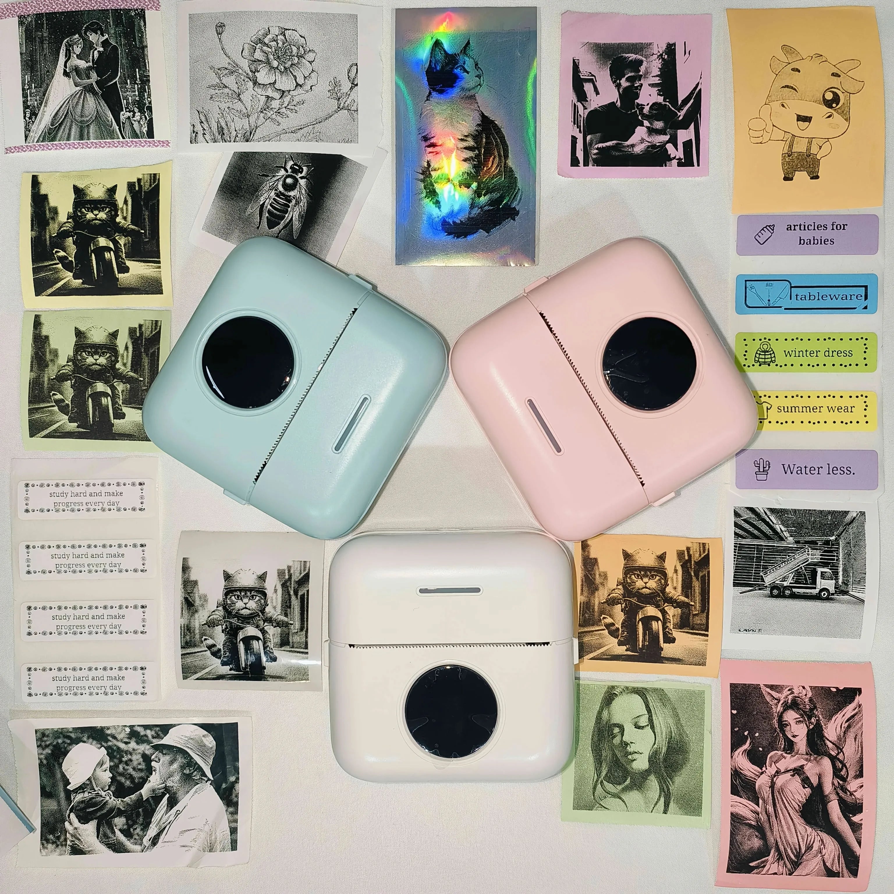 Mini Portable Printer, HD Inkless Label Printing, 203dpi High Resolution for Photos, Text, Labels, To-Do Lists, Sticky Notes