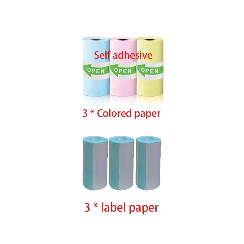 Mini Printer Paper Self-adhesive Thermal Papers HD Color Label Printers Wireless Label printer Inkless Printing Universal 57mm