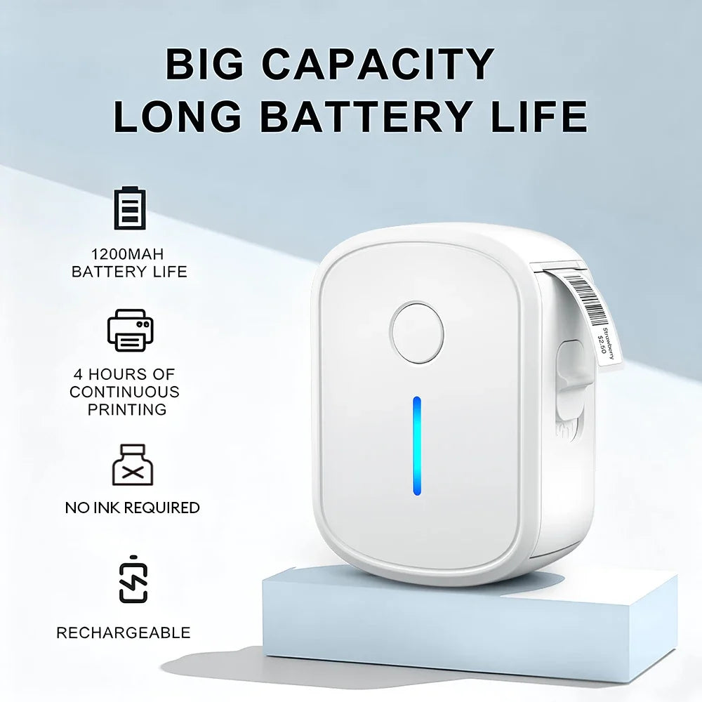 Mini Portable Label Printer Bluetooth Inkless Self-adhesive Labels Thermal Printer Sticker Maker Adhesive Mini Labeling Machine