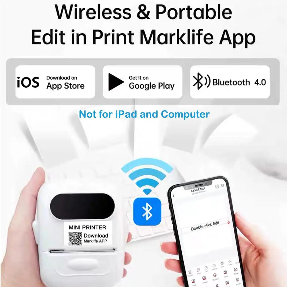 Mini Thermal Label Printer P50 12-57mm Portable Tag Printer Inkless Wireless Labeling Machine Pocket Adheisve Sticker Printer
