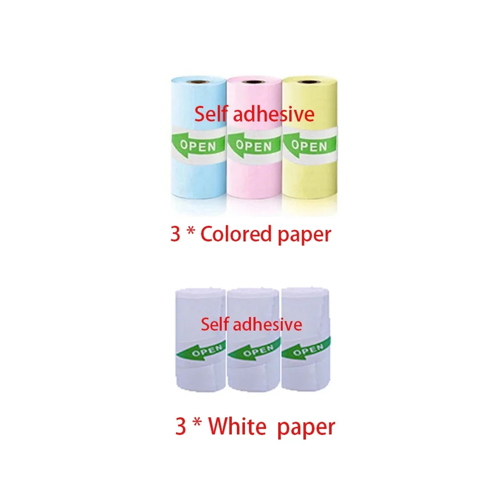 Mini Printer Paper Self-adhesive Thermal Papers HD Color Label Printers Wireless Label printer Inkless Printing Universal 57mm