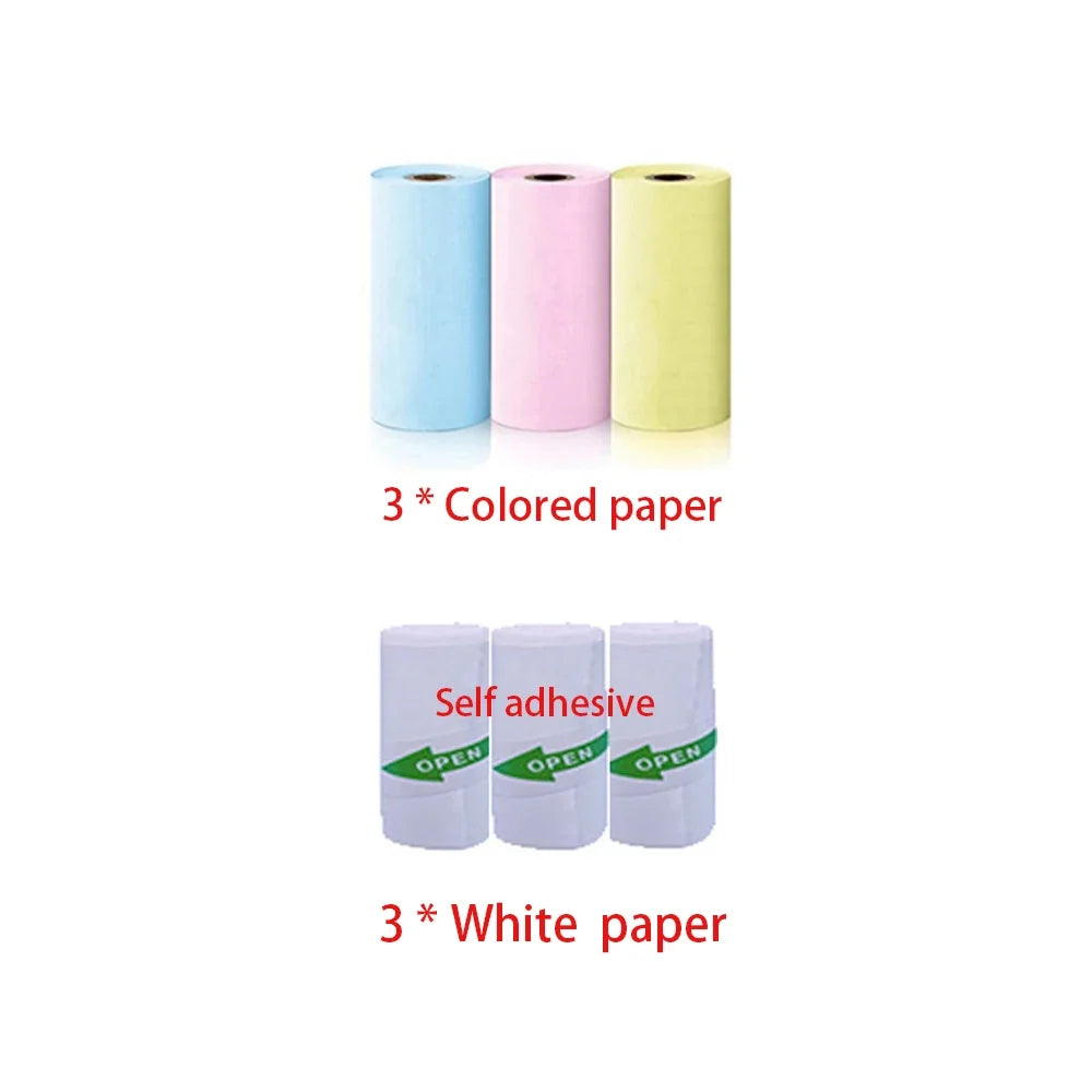 Mini Printer Paper Self-adhesive Thermal Papers HD Color Label Printers Wireless Label printer Inkless Printing Universal 57mm